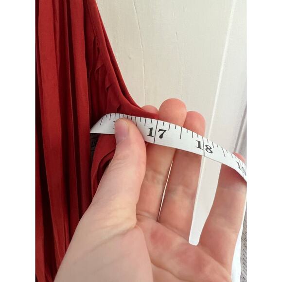 Gap Women's S Red Midi Maxi Dress Pleated Cami Sundress Side Slit Cinch Waist - Picture 12 of 16